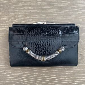 Brighton Black Leather Clutch